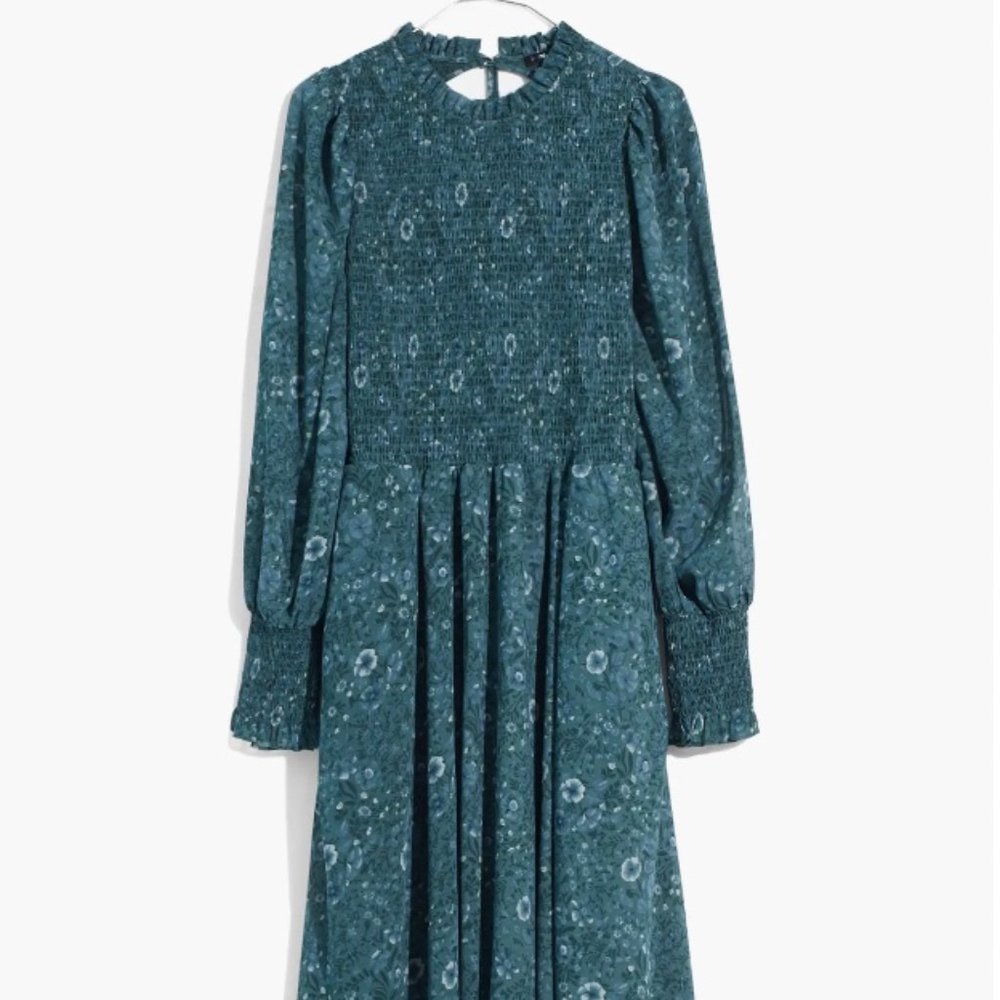 NWT Madewell Crinkle Georgette Lucie Tie-Back Midi Dress in Woodland Floral